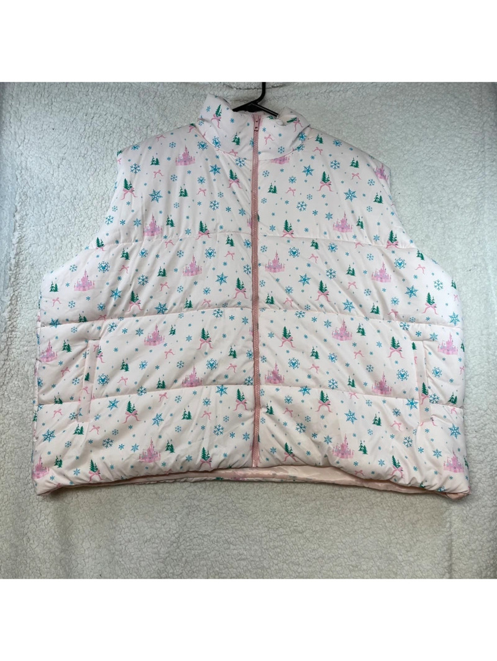 Disney Pink Princess Castle Snowflake Puffer Jacket Girls 3X NWT - Picture 1 of 7